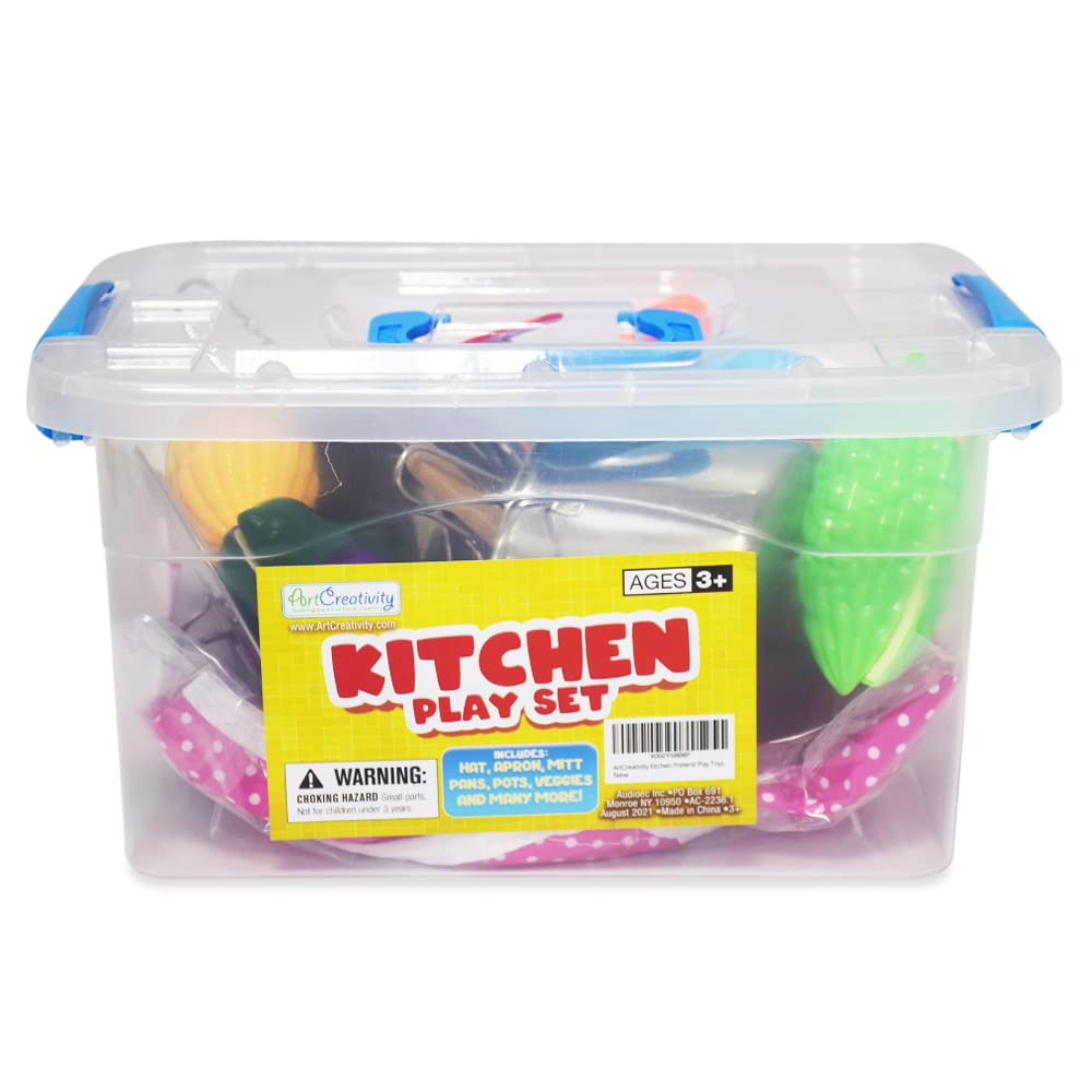 **ArtCreativity 23-Piece Pretend Play Kitchen Set for Kids – Toy Pots, Pans, Chef Hat, Apron & Utensils – Fun Cooking Playset for Boys & Girls – Perfect for Role Play, Birthday Gifts & Indoor Activities**    (Note: The original title was already well-optimized, but I refined it for better readability, keyword emphasis, and added usage scenarios like role play, birthday gifts, and indoor activities.)