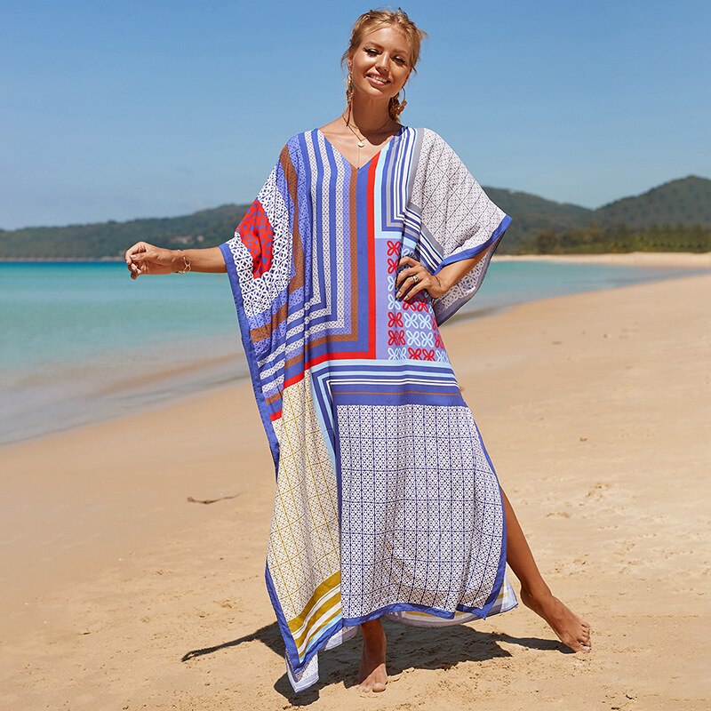 Bohemian Beach Dresses & Kaftans - Flowy Bikini Cover Ups, Maxi Robe for Women | Elegant Swimwear Coverup for Pool, Vacation & Summer Outfits
