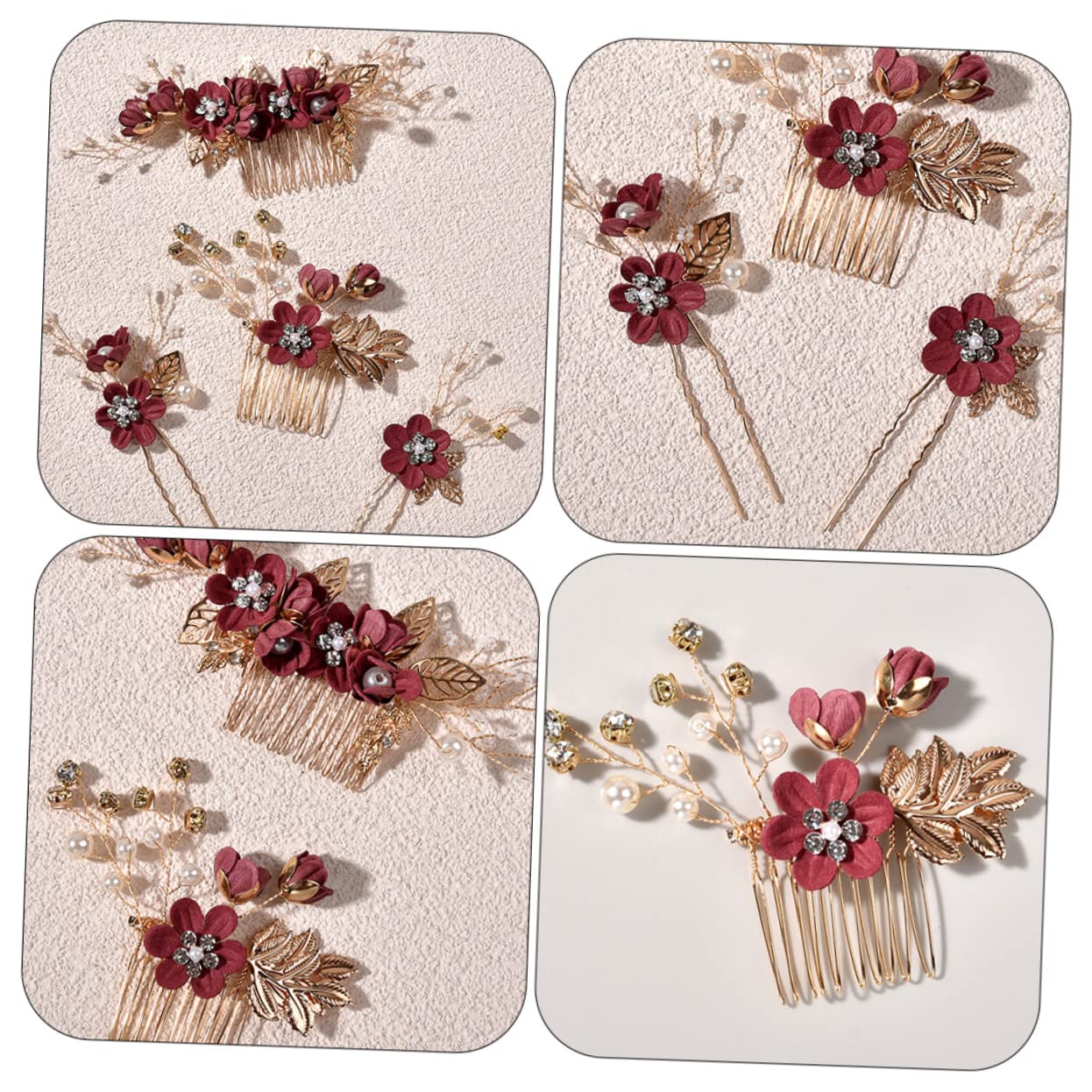 5 Sets Wedding Hairpins for Bride - Pearl Flower Hair Clips, Hair Comb Accessories for Women (Zinc Alloy) - Perfect for Bridal Shower, Wedding Ceremony & Special Occasions