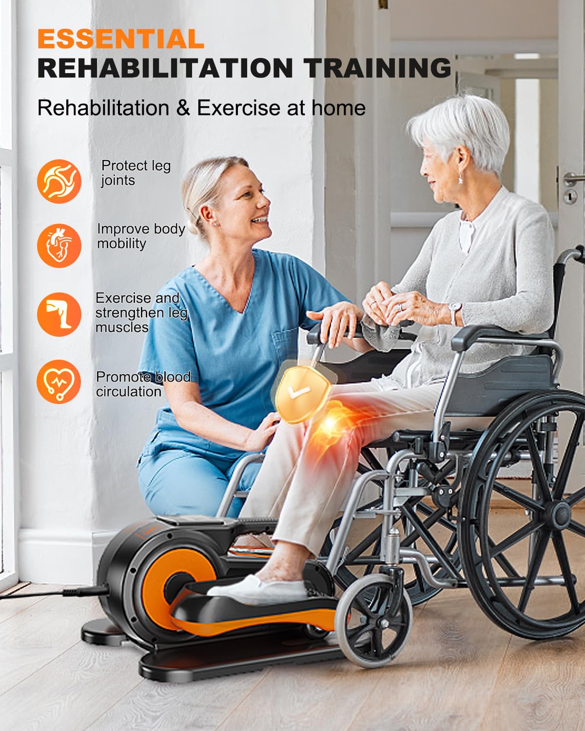 Under Desk Elliptical Machine for Home & Office - Quiet Portable Seated Pedal Exerciser with Remote Control, Non-Slip Pedals & Resistance Bands - Ideal for Seniors, Physical Therapy, and Sedentary Workers