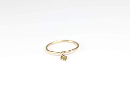 14K Gold Filled & Sterling Silver Diamond Charm Dangle Ring - Stackable Dainty Band for Women - Perfect for Everyday Wear, Gift Giving & Special Occasions