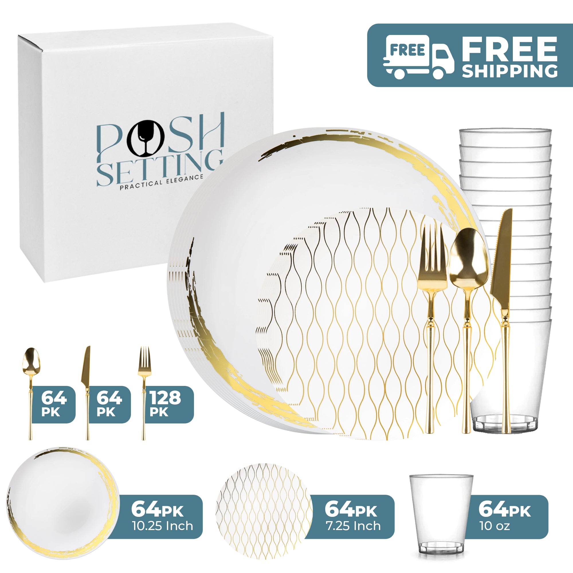 White and Gold Plastic Party Bundle Whisk Set - Premium Kitchen Utensils for Baking, Cooking, and Party Decorations - Perfect for Weddings, Birthdays, and Celebrations