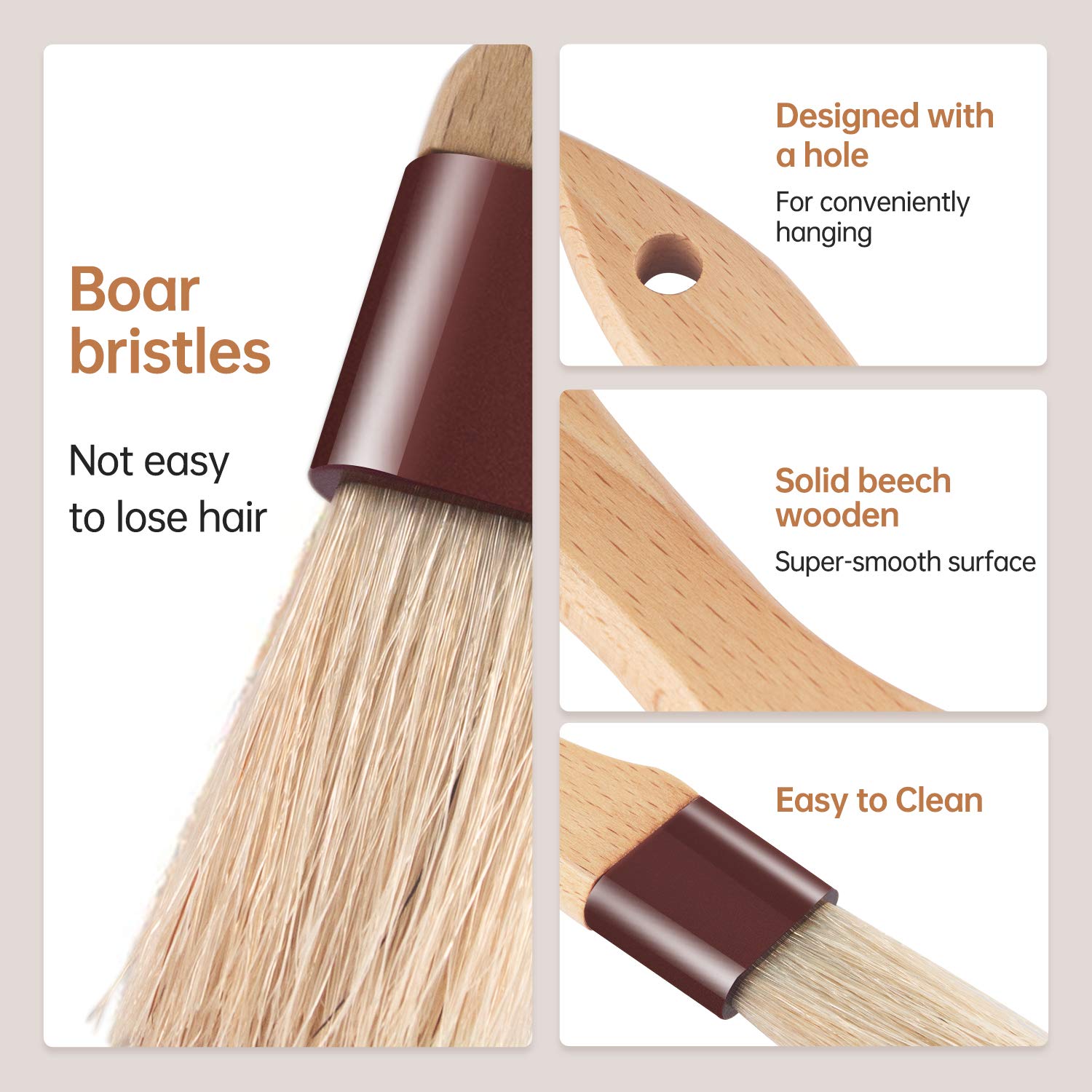 Premium Boar Bristle Pastry Brush with Beechwood Handle - 1 Inch Baking, Basting & Cooking Brush for BBQ, Grilling, Marinades, Butter & Sauces - Ideal for Kitchen, Baking & Outdoor Cooking