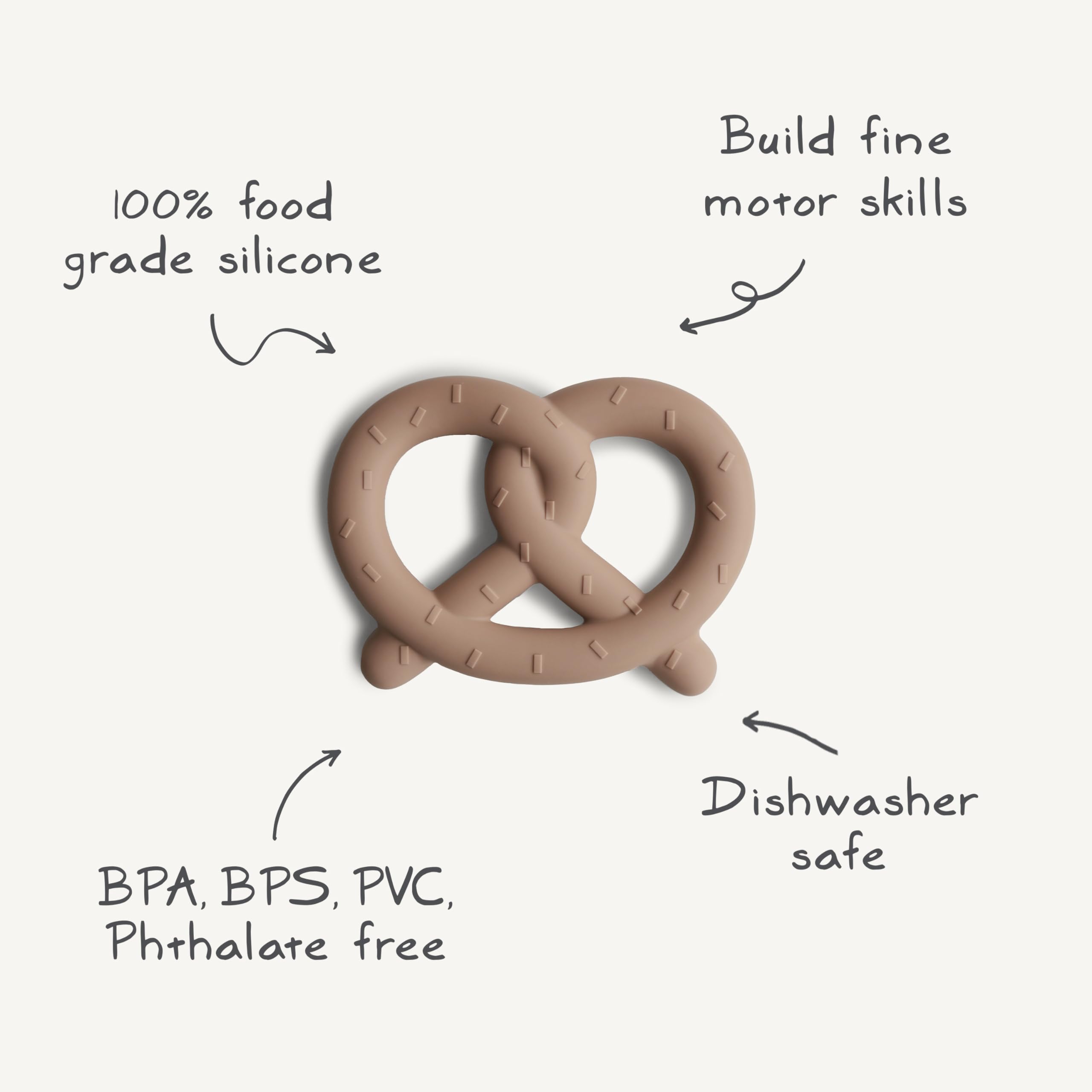 mushie Silicone Baby Teether Toy - BPA-Free Pretzel Teether for Soothing Sore Gums | Perfect for Infants & Toddlers During Teething, Travel & Playtime