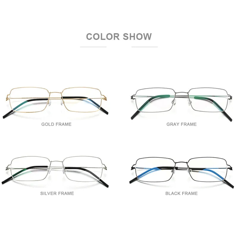 Aimee Unisex Full Rim Square Screwless Titanium Alloy Eyeglasses Frame 19425 - Lightweight Durable Glasses for Men & Women, Perfect for Work, Reading & Daily Wear