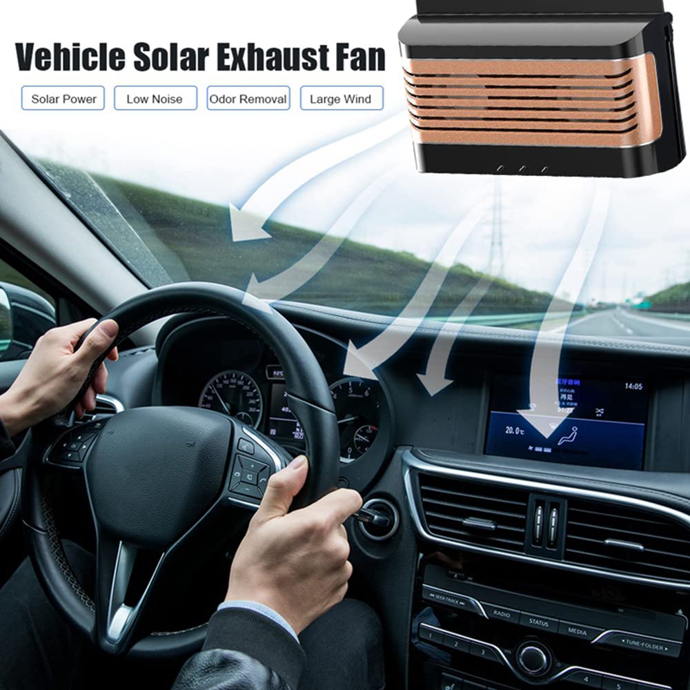 Solar Powered Car Window Exhaust Fan & Air Purifier - Vehicle Ventilation System for Front & Back Seats | Improves Airflow & Reduces Heat in Parked Cars