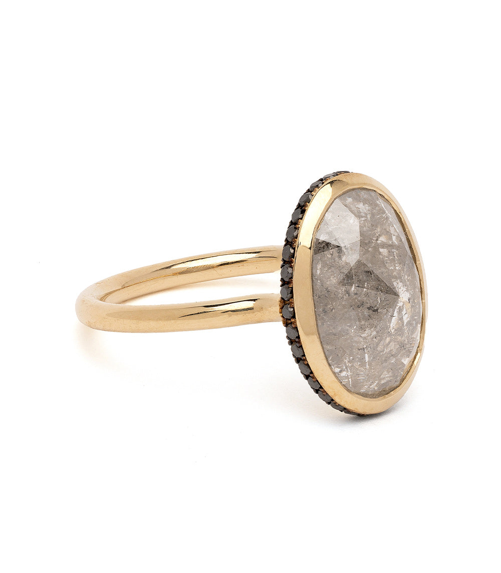 2.5 Carat Salt & Pepper Oval Diamond Engagement Ring for Women - Unique Vintage Style Wedding Band - Perfect for Proposals, Anniversaries & Special Occasions