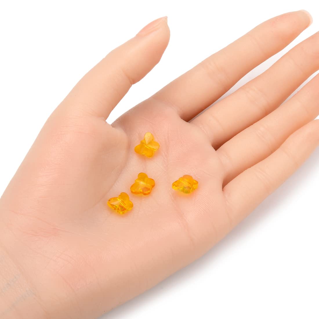 20pcs Czech Butterfly Crystal Glass Loose Beads - 10mm (0.4 Inch) November Topaz Yellow Birthstone #5754 for DIY Jewelry Making, Craft Supplies, Necklace & Bracelet Designs - Perfect for Gifts & Handmade Accessories