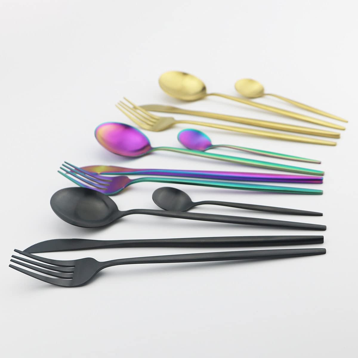 36-Piece Stainless Steel Silverware Set - Matte Dinner Forks, Knives & Spoons - Complete Cutlery Set with Teaspoons - Red Gold Finish - BY ZZYY - Perfect for Dining, Parties, Restaurants & Home Use