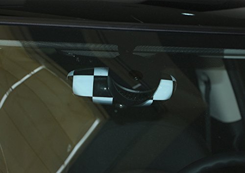 Bruce & Shark Black Checkered Pattern Rear View Mirror Cover for MINI Cooper R55 R56 R57 - Stylish Car Accessory for Enhanced Visibility & Custom Look - Perfect for Urban Driving & Car Enthusiasts