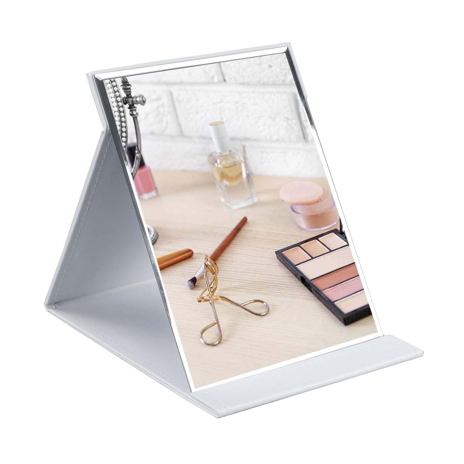 WOODTULA Portable Folding Makeup Mirror - HD Vanity Mirror with Stand, Compact Travel Mirror for Home & On-the-Go (White) - Perfect for Bedroom Dressing Table, Hotel Travel & Gift Giving