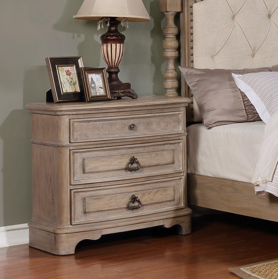 Piraeus 296 White Wash 3-Drawer Nightstand - Modern Bedside Table for Bedroom, Guest Room & Nursery Storage
