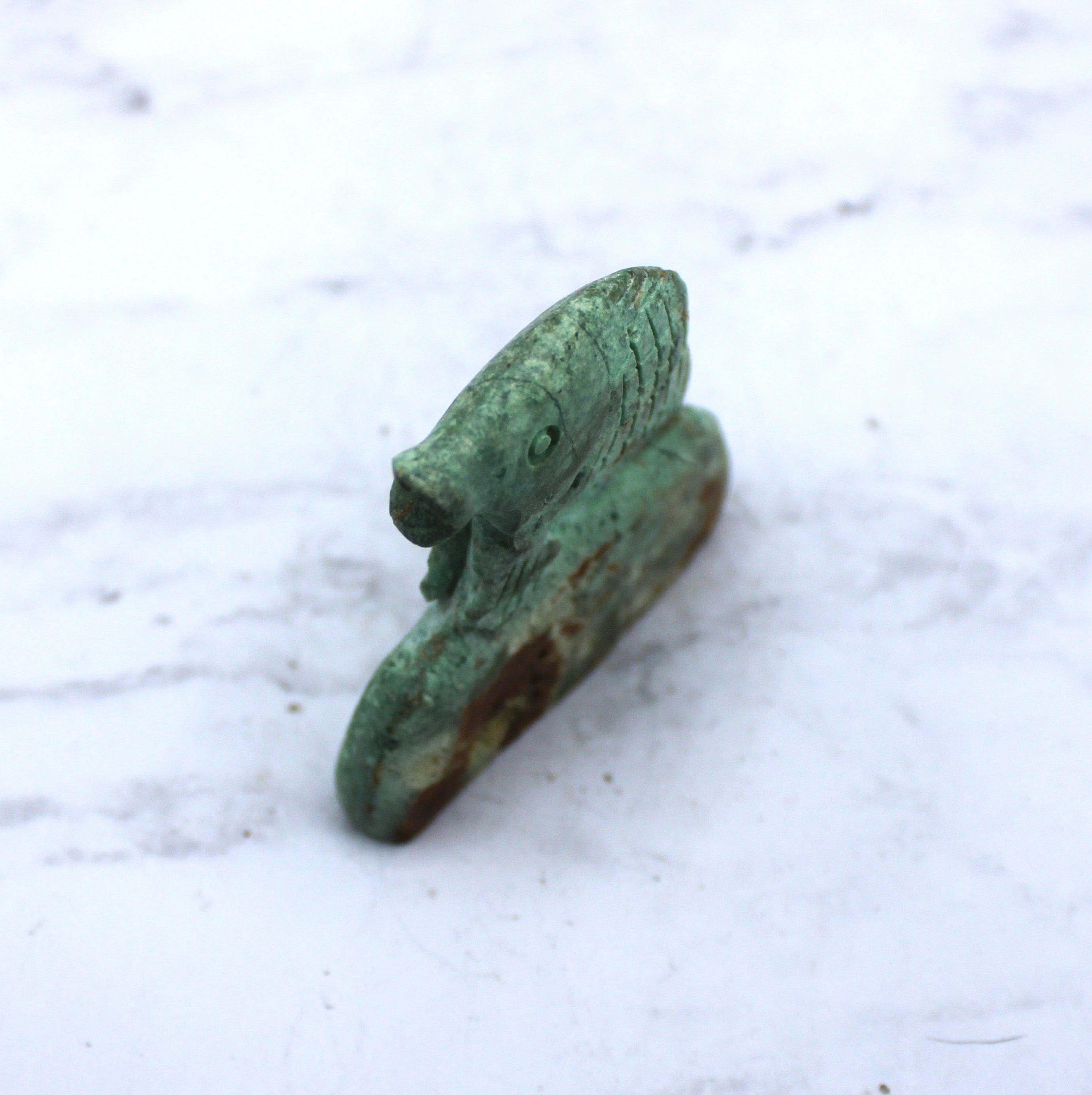 Natural Green Chrysoprase Fish Carving - Handmade Gemstone Sculpture for Home Decor, Feng Shui & Spiritual Healing | Perfect for Living Room, Office & Meditation Space
