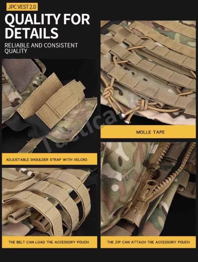 JPC 2.0 Jumpable Plate Carrier Vest - Tactical Body Armor for Military & Airsoft - Lightweight Bulletproof Vest for Outdoor, Training & Combat Use
