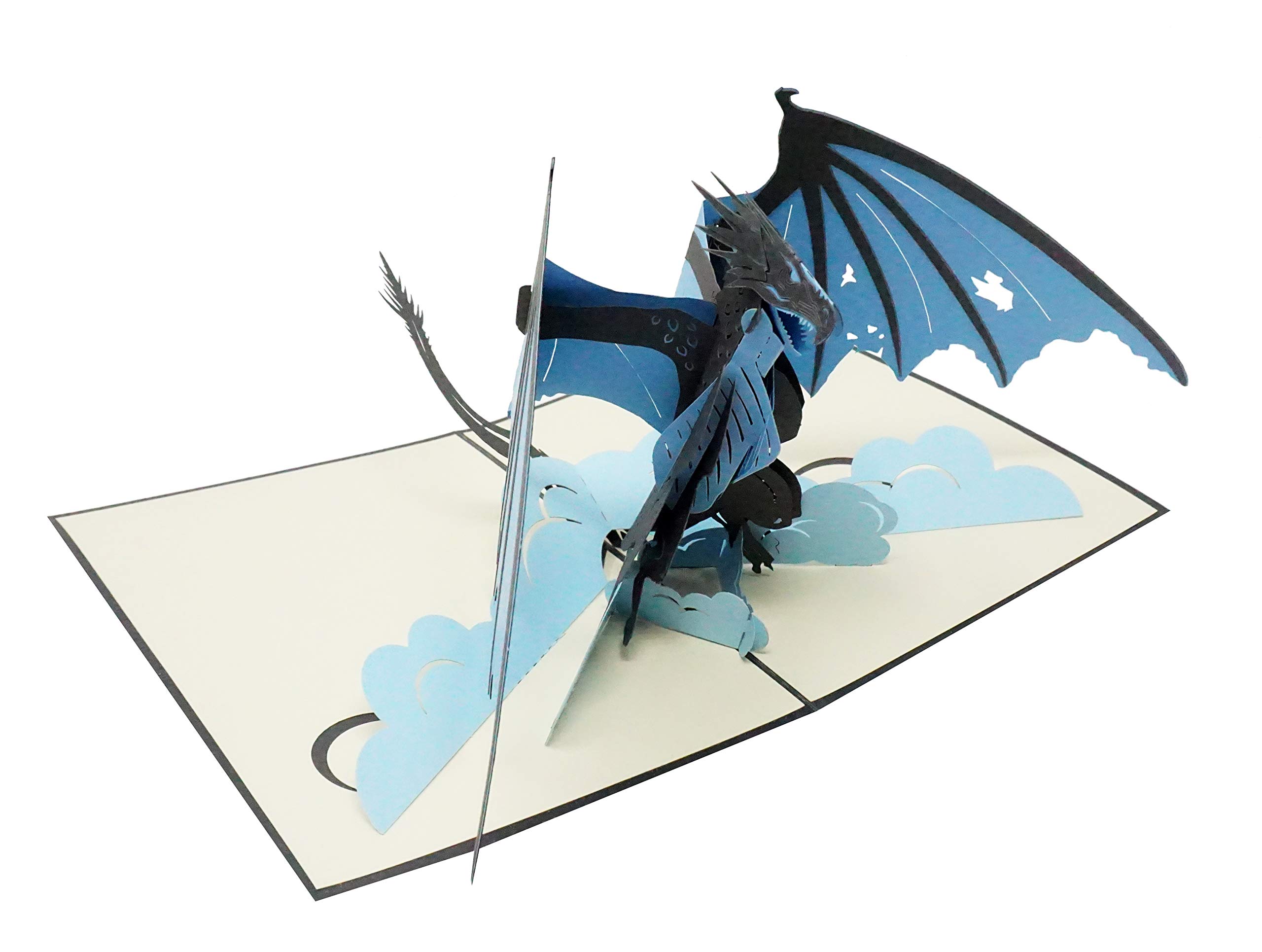 3D Pop Up Ice Dragon Greeting Card - 5 x 7 Inch Multicolor Birthday Card, Love Note, Christmas Card, Good Luck Wish, Congratulations & Get Well Soon Message - Blank Inside for Personalization - Perfect for Fantasy Lovers, Gift Giving & Special Occasions