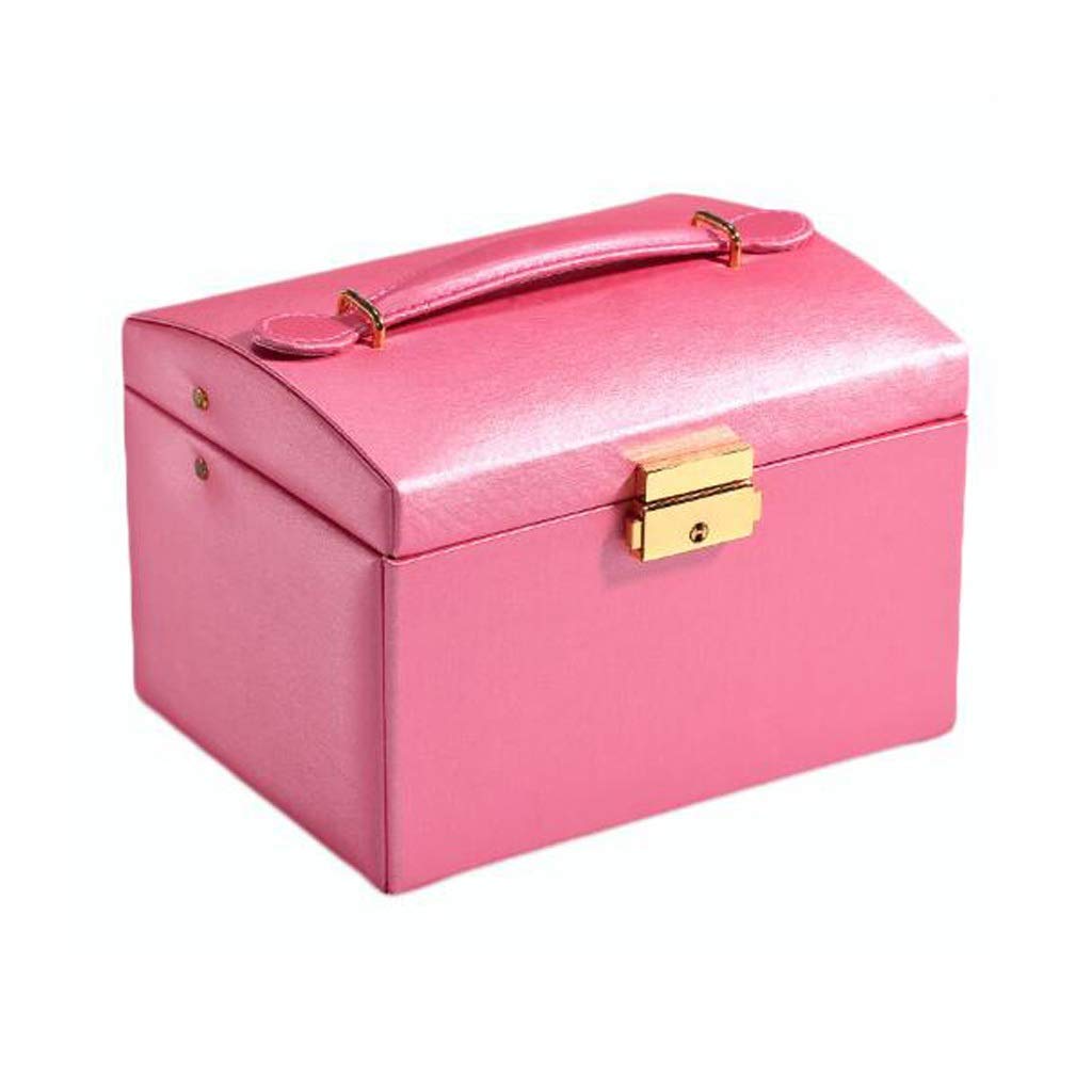 Elegant Leather Jewelry Box with Lock - Portable Travel Jewelry Organizer for Earrings, Rings, Necklaces & Bracelets - Perfect Gift for Women & Girls (Red) - Ideal for Home Storage, Travel & Daily Use