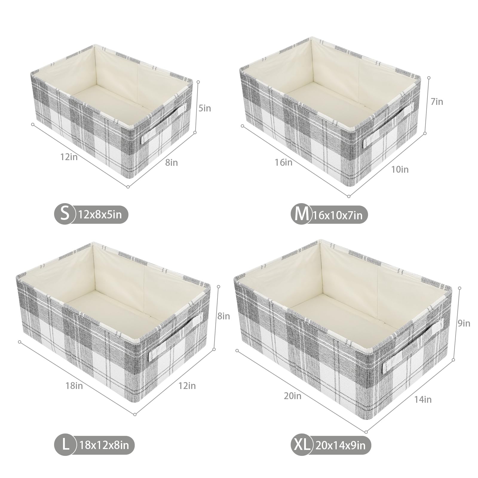 ANMINY 2-Pack Extra Large Foldable Fabric Storage Baskets with Handles - Light Gray Closet Organizer Bins for Shelves, Laundry, Clothes & Blankets | Perfect for Bedroom, Nursery & Home Organization