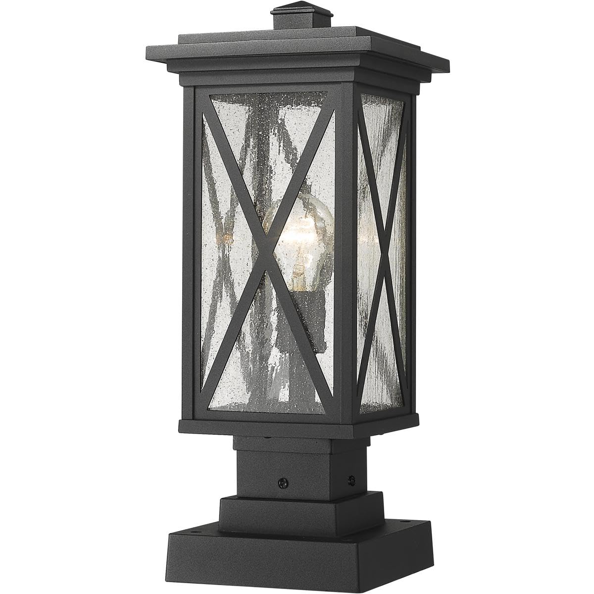 Z-Lite 583PHMS-SQPM-BK 1-Light Black Outdoor Pier Mount Fixture - Waterproof Wall Sconce for Patio, Garden, Porch & Entryway Lighting