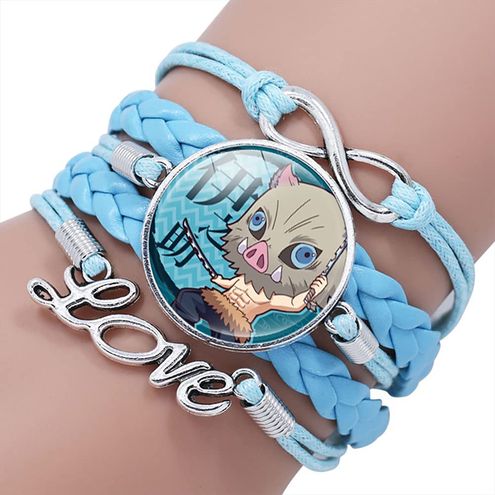**Adjustable Multi-Layer Weaving Bracelet for Demon Slayer Inosuke - Anime Cosplay Accessory, Birthday Gift, Halloween Decoration - Perfect for Fans, Cosplay Events & Themed Parties**