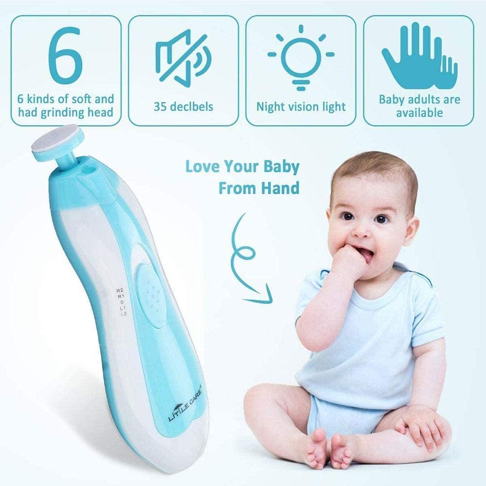 Electric Baby Nail Trimmer & Clippers Set - 6-in-1 Safe Nail File Kit for Infants, Toddlers & Adults | Gentle Manicure Grooming for Newborns, Kids & Parents | Perfect for Home Use, Travel & Baby Care Essentials