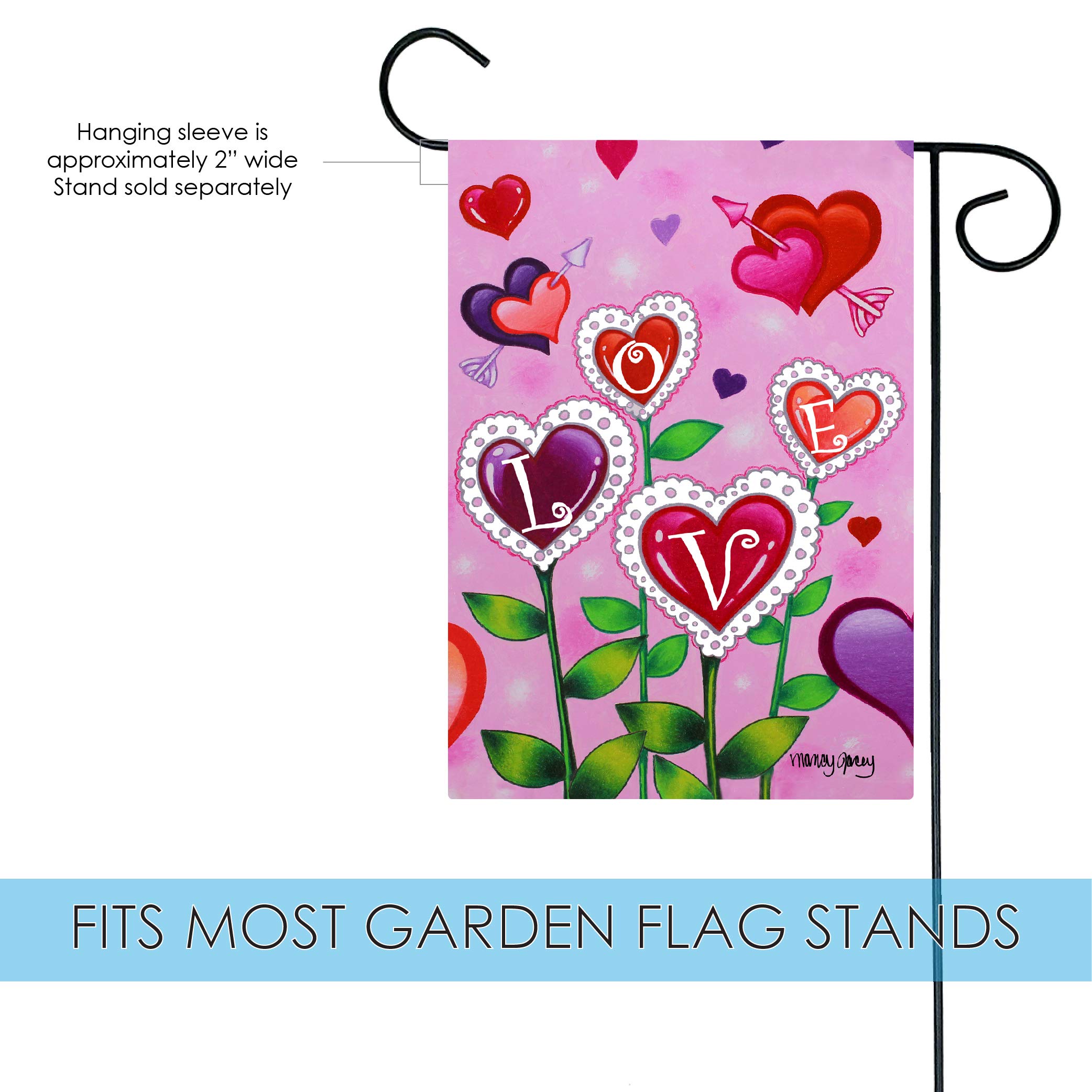 Toland Home Garden 12x18 Inch Double Sided Valentine's Day Garden Flag - Outdoor Yard Decoration for House, Porch & Lawn - Romantic Love Theme for Valentine's Day Celebrations