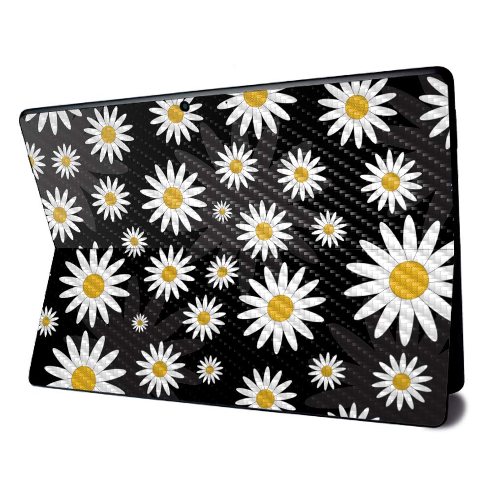 Carbon Fiber Skin for Microsoft Surface Pro X - Daisies Design | Easy to Apply | Office & Travel Use