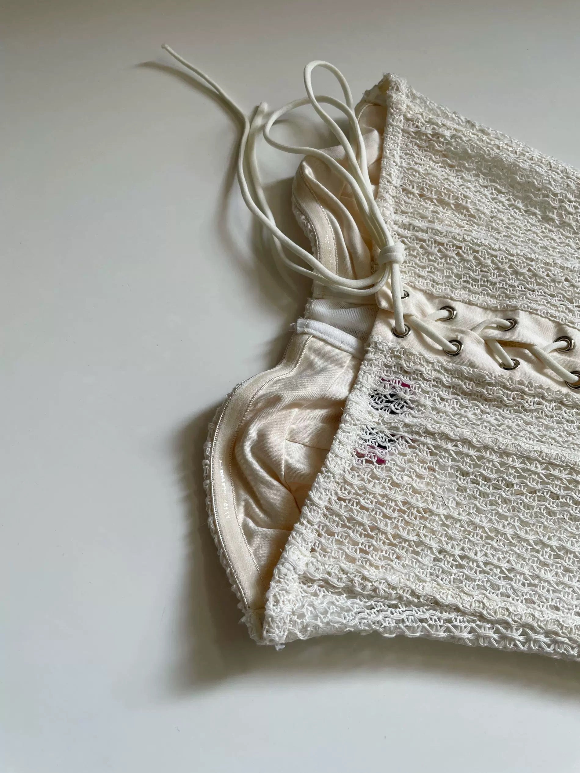 Ines Sheer Crochet Corset Top - Women's Lace Bralette Bustier for Summer Beachwear & Boho Fashion
