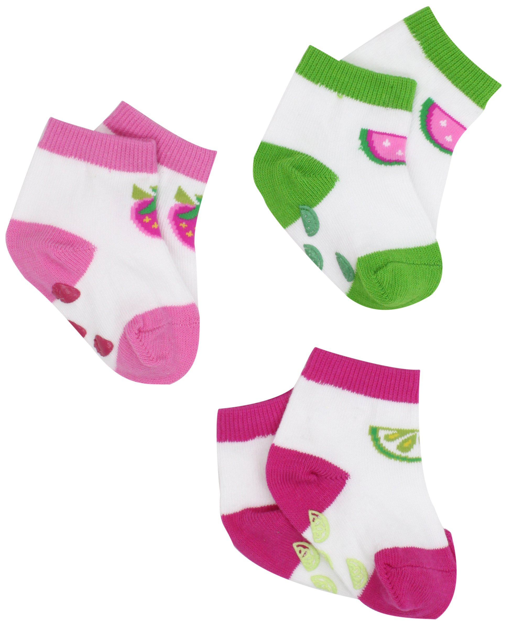 Jefferies Baby Girls Non-Slip Infant Socks - Cute Tutti Frutti Pattern for Toddlers & Newborns - Perfect for Playtime, Daycare & First Steps