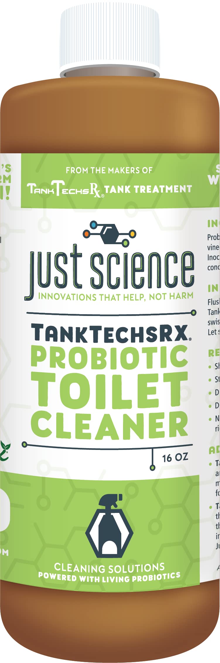 TankTechsRx Probiotic Toilet Cleaner - Natural Enzyme Bathroom Cleaner for Stains & Odor Elimination | Safe for Septic Tanks & All Toilets | Perfect for Daily Cleaning & Deep Sanitizing