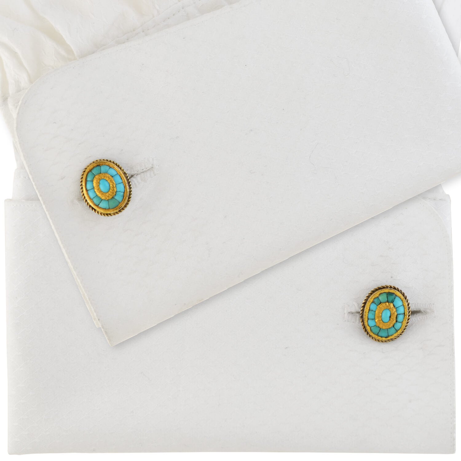 15kt Gold Victorian Style Persian Turquoise Cufflinks for Men - Elegant Jewelry Gift for Weddings, Formal Events & Business Occasions