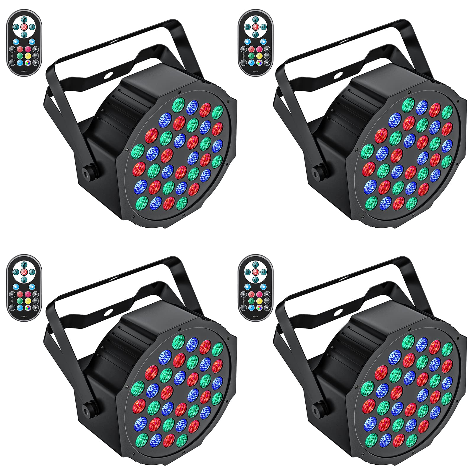 U`King 36 LED RGB Par Lights - DMX & Remote Control Stage Lighting for Christmas, Halloween, Wedding, Disco & Music Parties | Indoor Uplights with Sound Activation | Perfect for DJ Events, Club Lighting & Home Decor