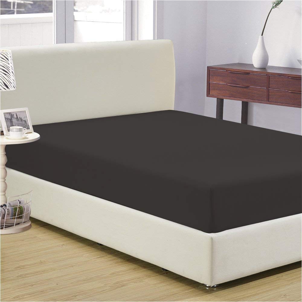Clevamama 100% Egyptian Cotton Queen Size Fitted Sheet - 800 Thread Count, Dark Grey, 15