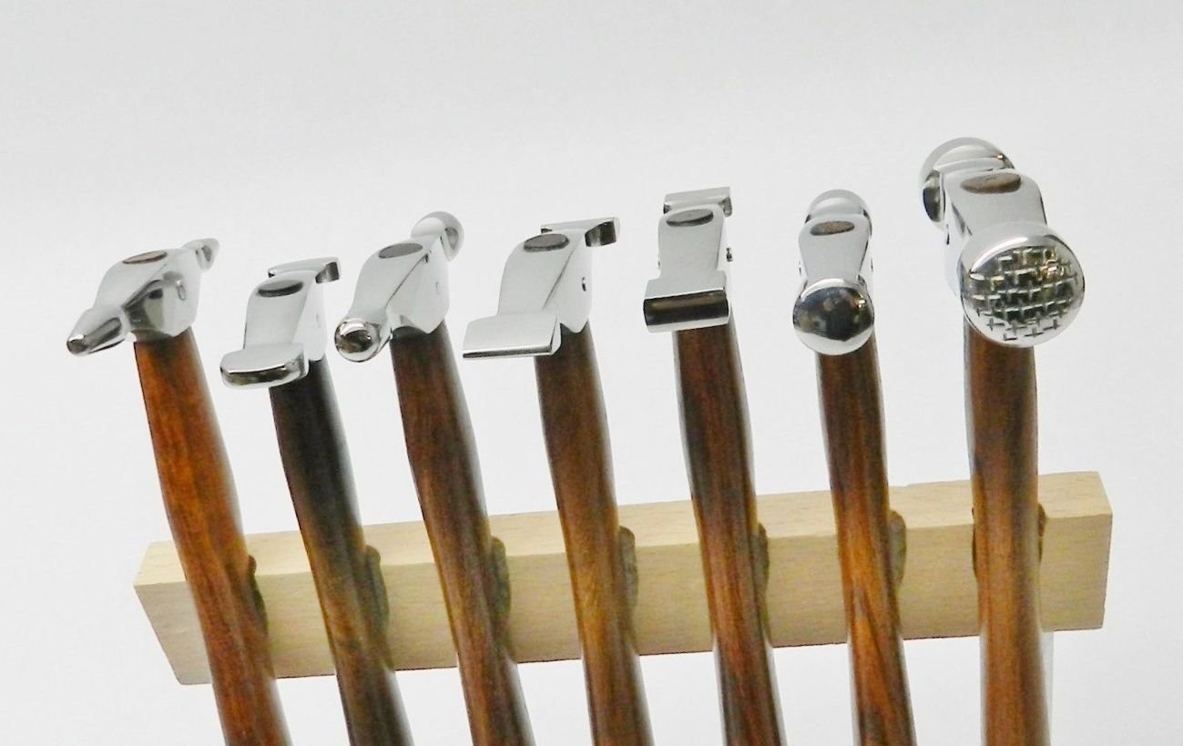 7 Piece Hammer Set with Wood Stand - Jewelry Making & Metal Forming Tools for Texturing, Shaping, and Crafting - Perfect for DIY Jewelry, Blacksmithing, and Metalworking Projects