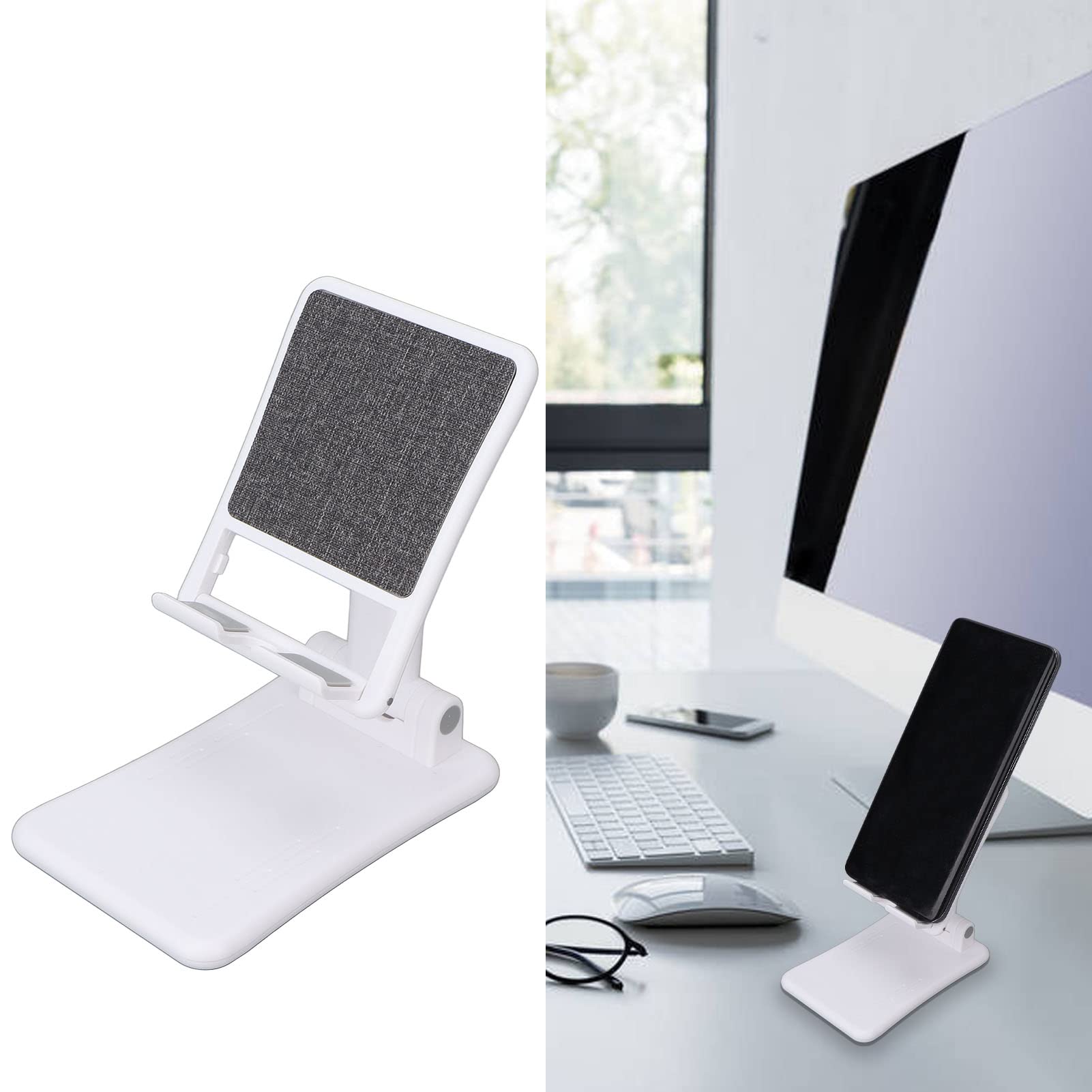 Foldable Phone Stand Holder - Adjustable Portable Desk Stand for Smartphones & Tablets - Perfect for Office, Home, and Travel Use (White)