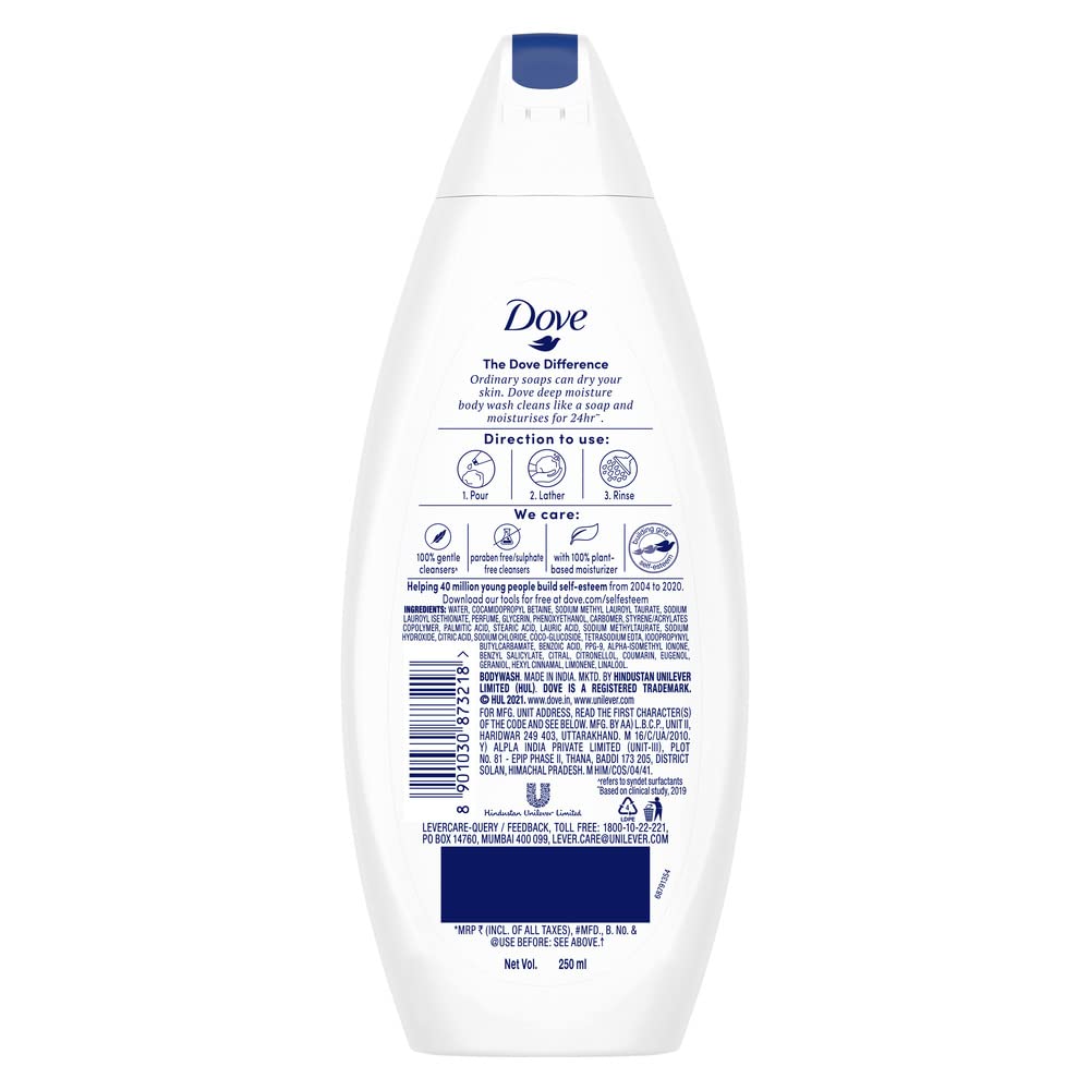 Dove Deeply Nourishing Body Wash 250ml - Moisturizing Shower Gel for Dry Skin, Women & Men - Hydrating Formula for Softer, Smoother Skin - Pack of 3 | Perfect for Daily Shower Routine & Post-Workout Refreshment