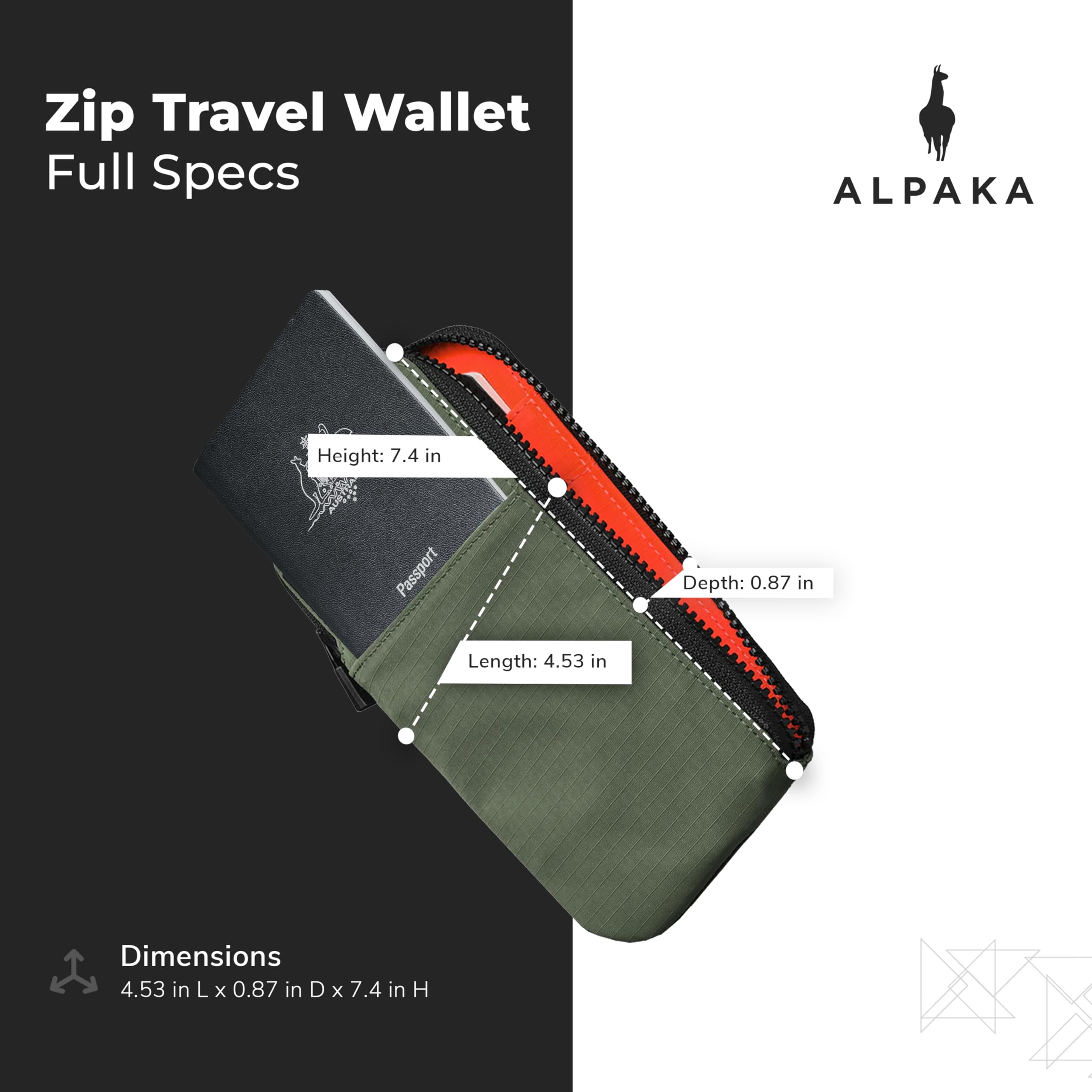 RFID Blocking Travel Wallet - Black Axoflux 210D Passport Holder with Self-Locking Zipper | Tear-Resistant Material | 4 Pockets & 2 Card Slots | HUB Accessories Compatible | Perfect for Air Travel, Business Trips & International Vacations