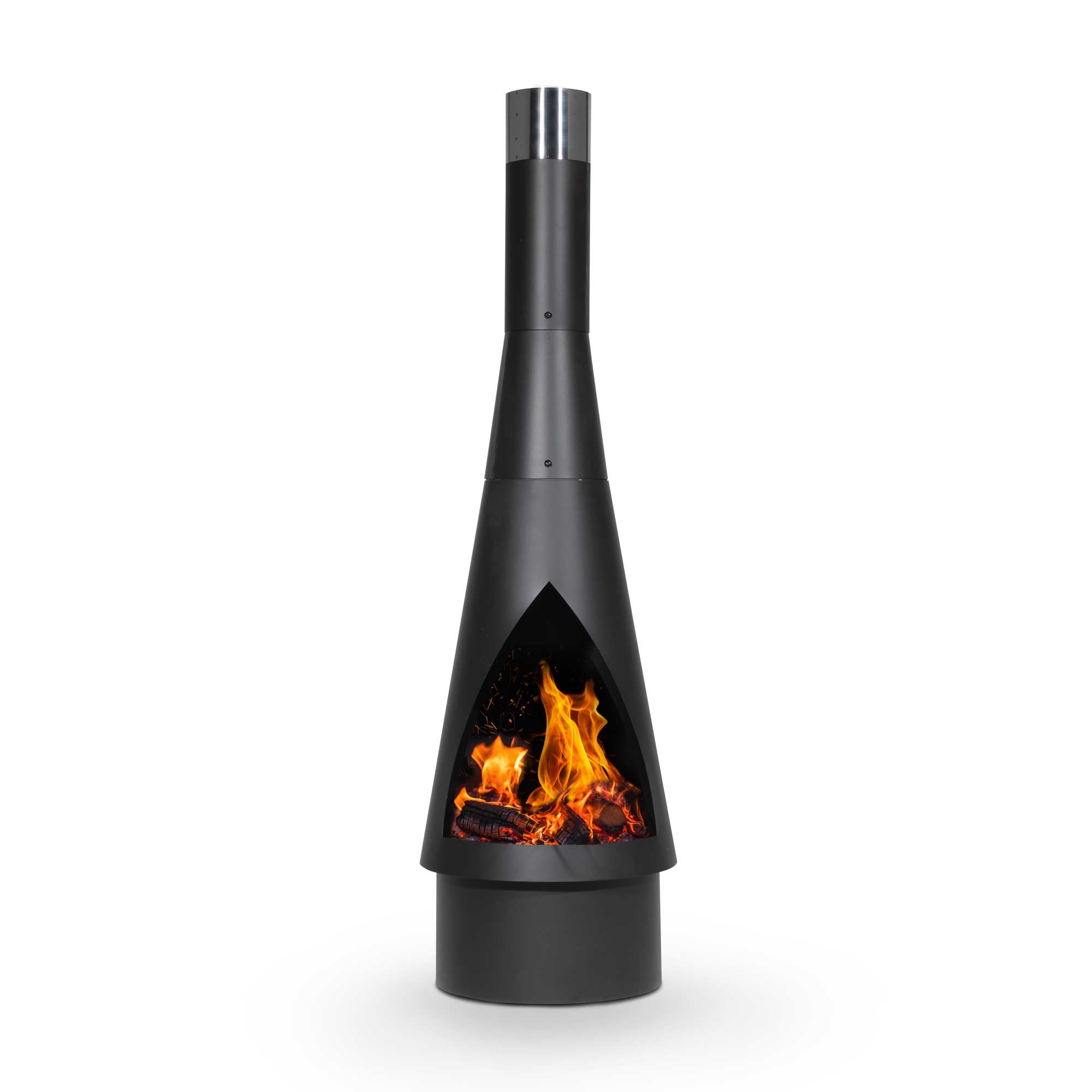 Black Steel Outdoor Chiminea Fireplace & Fire Pit - DG109 for Patio, Garden, and Backyard Gatherings