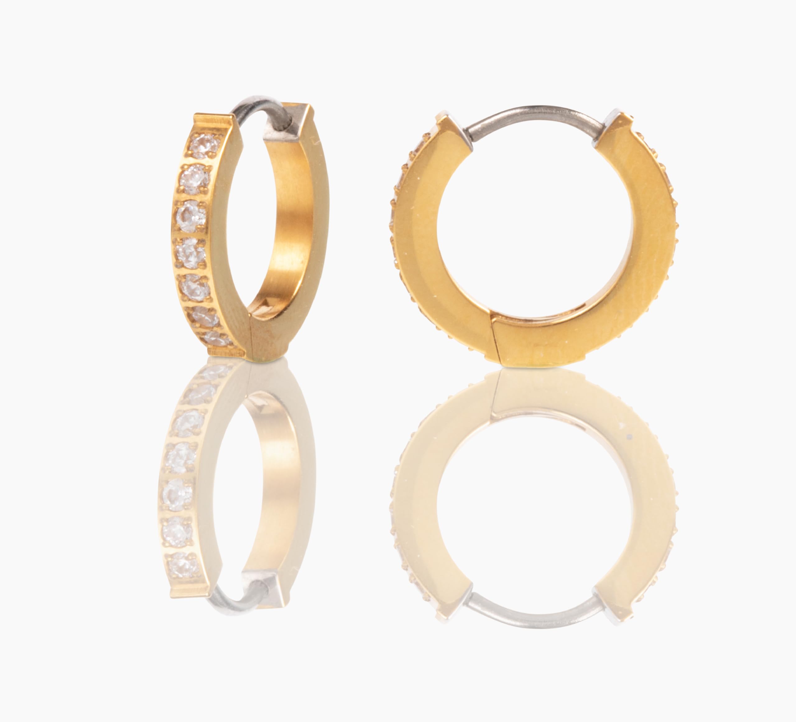 Hypoallergenic Titanium Hoop Earrings for Women - Sensitive Ears Friendly Gold Crystal Small Hoops - Trendy Date Night Jewelry Gift Set | Perfect for Parties, Weddings & Everyday Wear