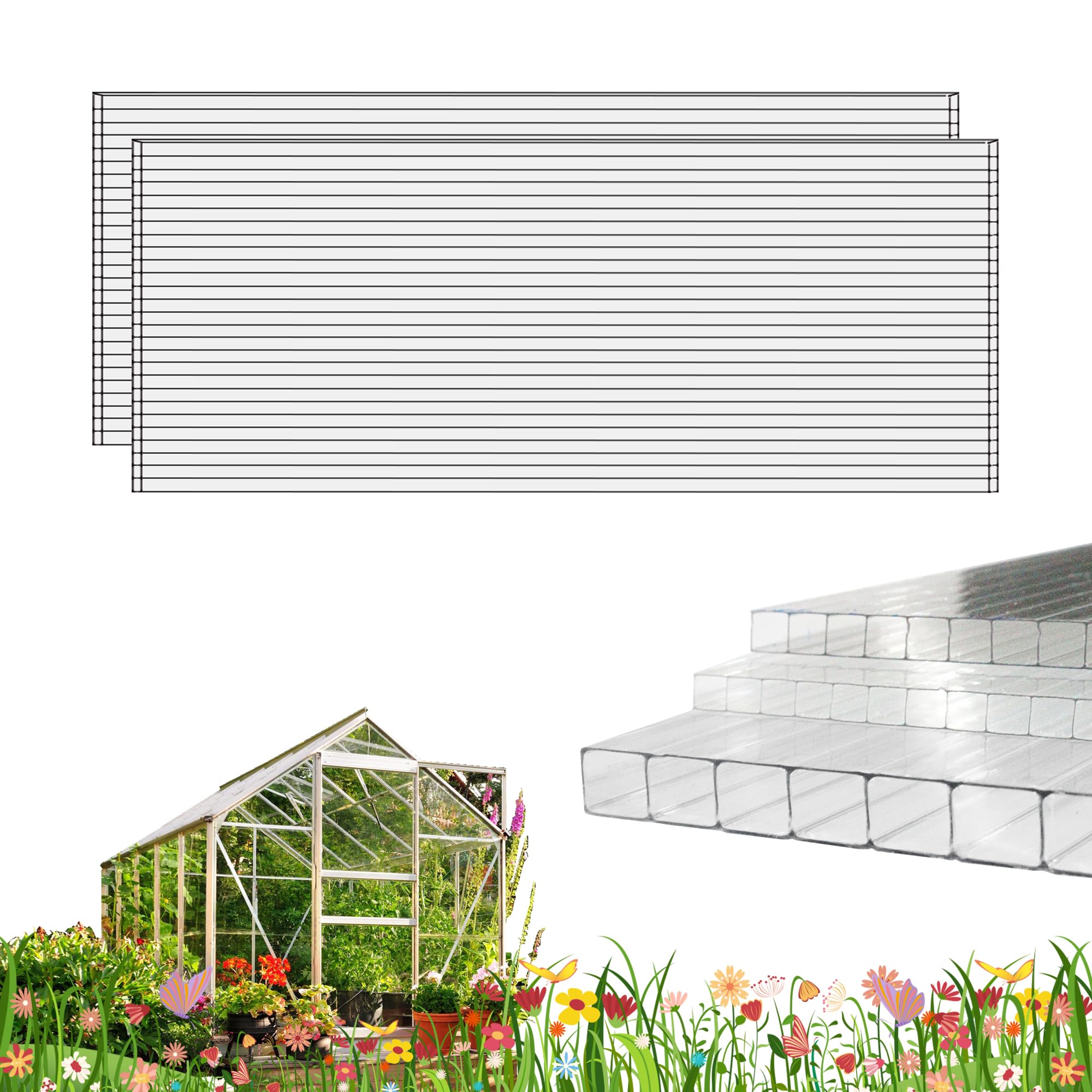 Premium Polycarbonate Greenhouse Panels 4'x2'x0.16