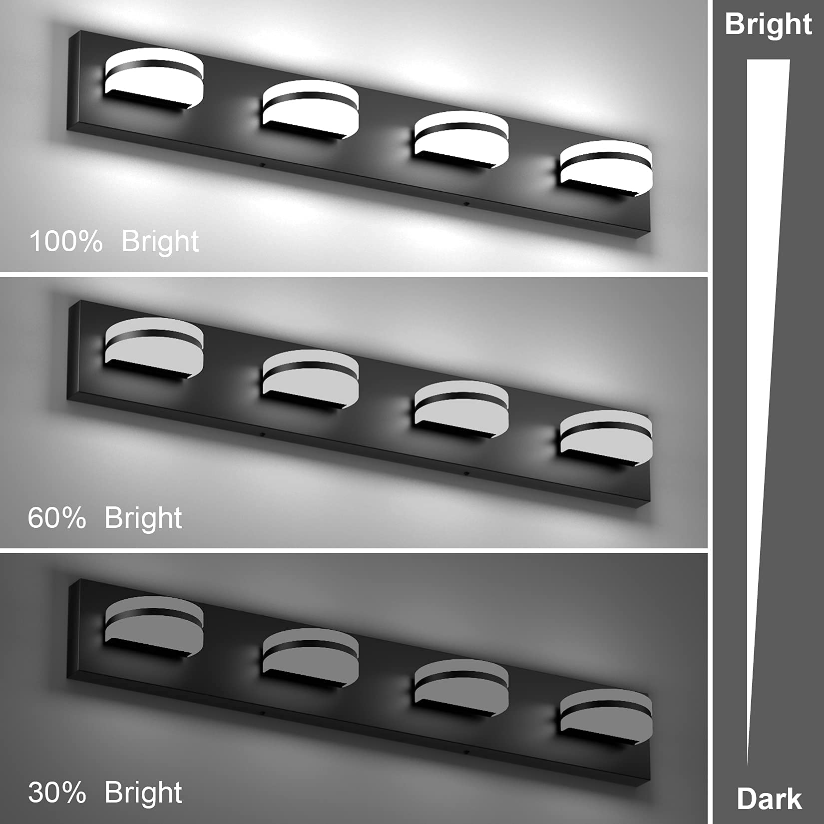 Aipsun Modern Black LED Bathroom Vanity Light - Up and Down Lighting Fixture for Mirror, Wall Sconce, Dressing Room & Powder Room Decor