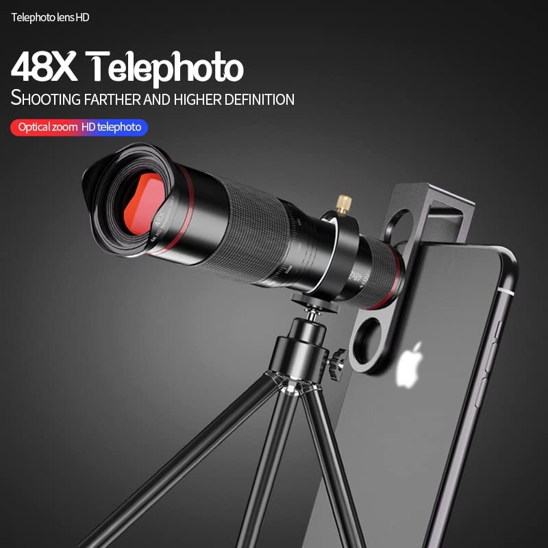 Godefa 48X Optical Telescope Telephoto Lens Kit for iPhone & Android - Clip-On Phone Camera Lens with Selfie Tripod - Perfect for Travel, Wildlife Photography & Long-Distance Shooting