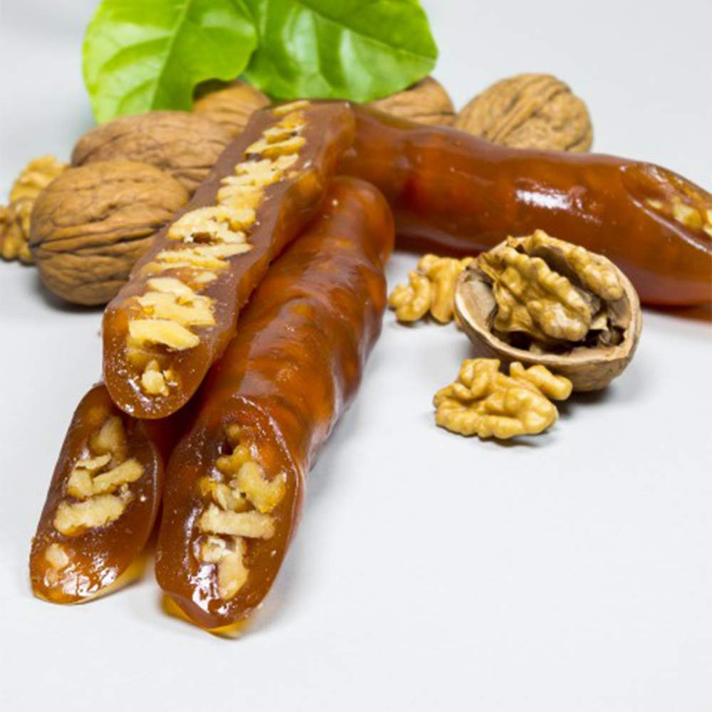 Turkish Delight Candy - Premium Georgian Churchkhela with Walnuts (400g) | Fresh Vegan Gourmet Loqum | Assorted International Snacks & Caramel Gift Box | Perfect for Holiday Gifts, Party Favors & Dessert Platters