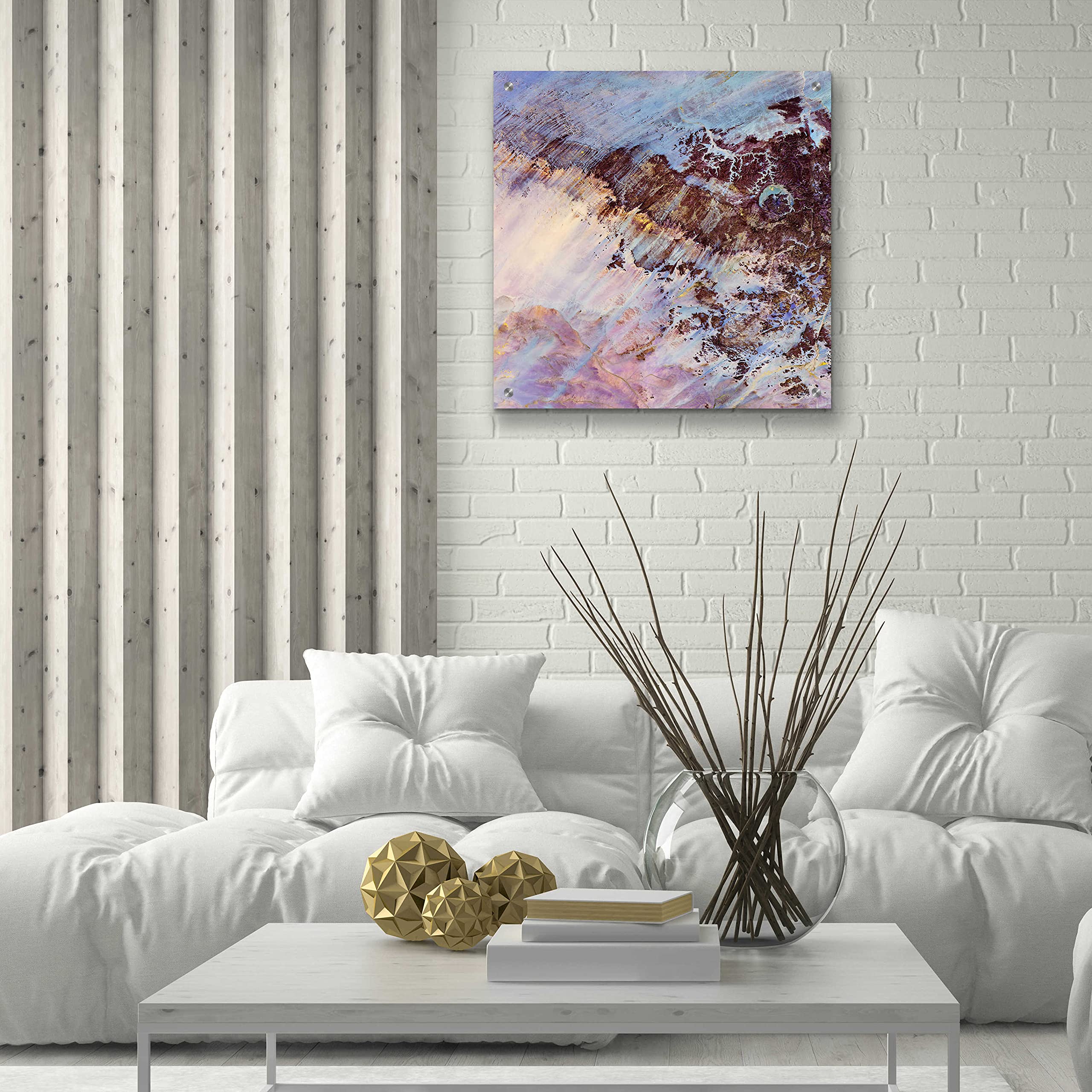 Epic Art 'Earth as Art: Storm Amid the Calm' - 24x24 Inch Modern Acrylic Glass Wall Decor - Vibrant Abstract Landscape Painting for Living Room, Office & Home Decoration