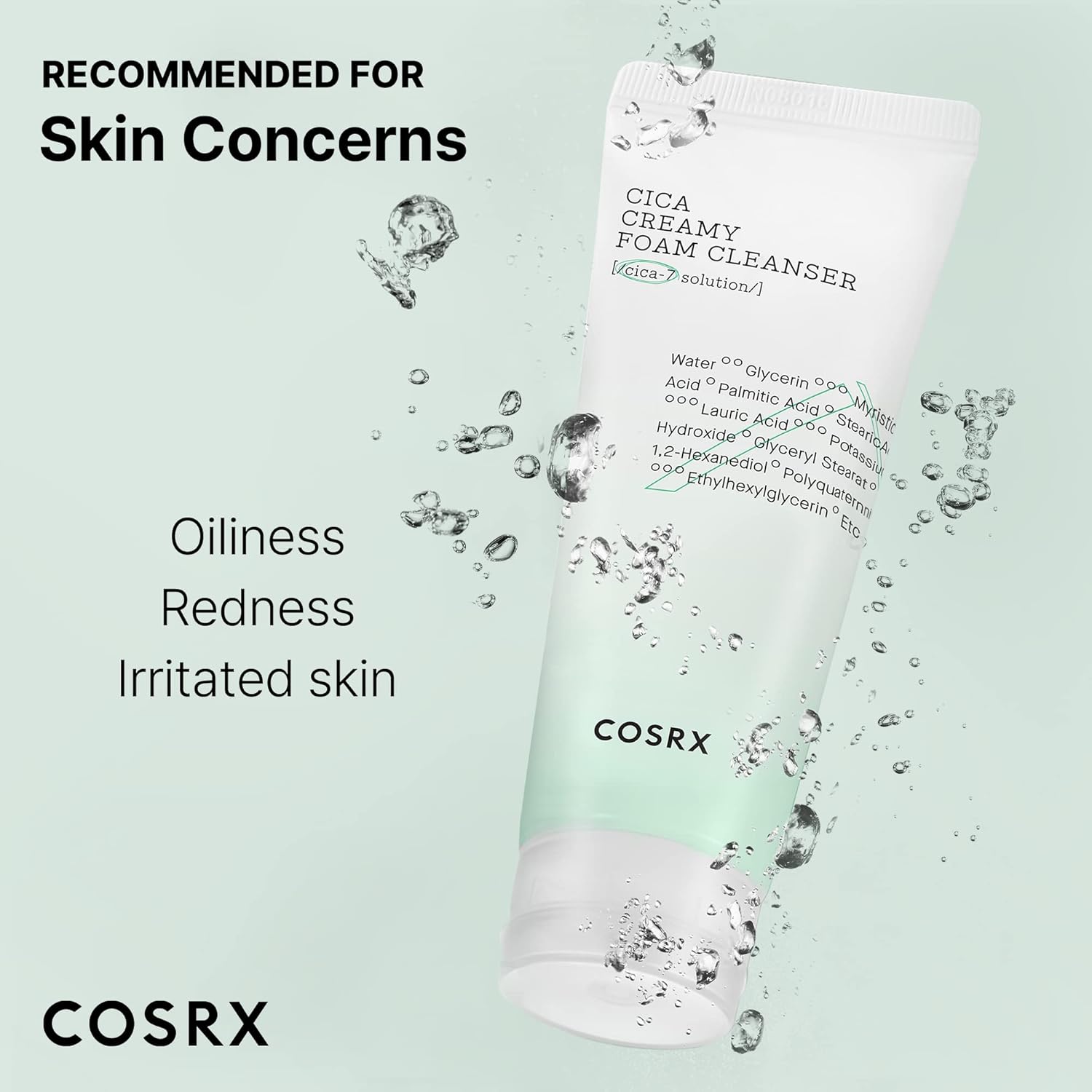COSRX Pure Fit Cica Creamy Foam Cleanser 150ml (2-Pack) - Gentle Korean Face Wash for Sensitive Skin, Acne-Prone Skin & Redness Relief - Perfect for Daily Skincare Routine & Post-Workout Cleansing