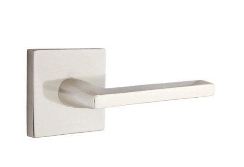 Square Rosette Passage Set with Helios Lever - Right Hand, Oil Rubbed Bronze Finish for Interior Doors - Perfect for Bedrooms, Bathrooms & Home Offices