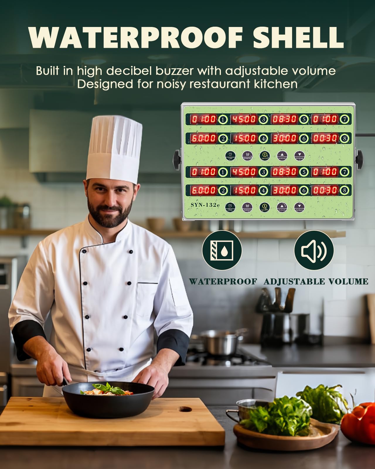16 Channel Commercial Kitchen Timer with Loud Alarm - Stainless Steel Multi Food Fryer Timer for Restaurant & Cooking - Perfect for Busy Kitchens, Bakeries & Food Service