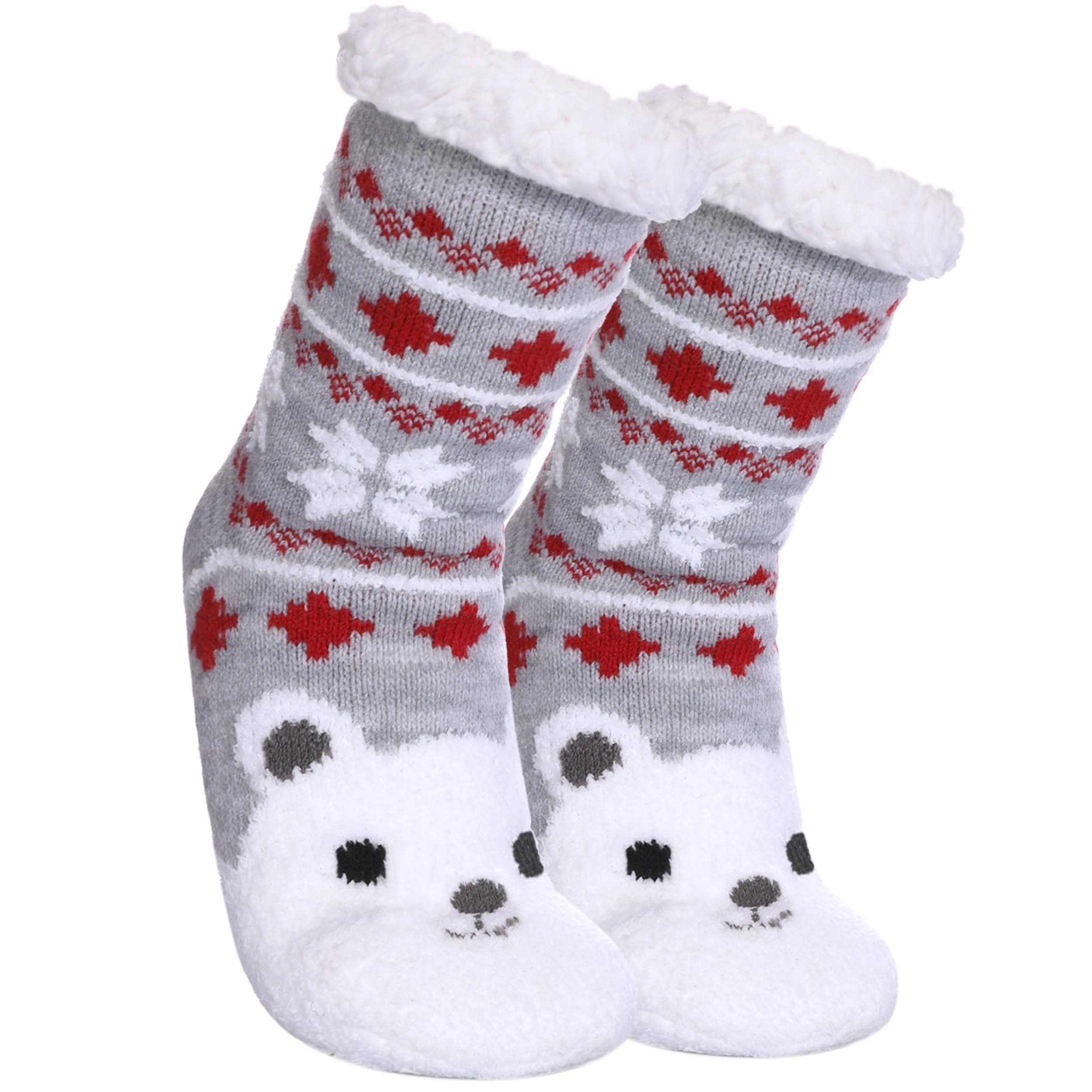 SDBING Kids Fuzzy Slipper Socks for Boys & Girls - Soft Cozy Fluffy Grips Socks with Non-Slip Soles | Warm Winter House Slippers for Indoor Comfort, Christmas Gifts & Holiday Wear