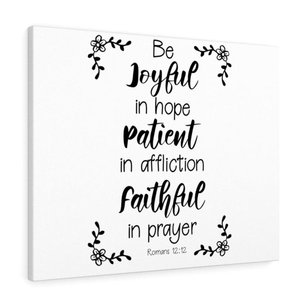 Christian Wall Art with Bible Verse - Romans 12:12 'Be Joyful, Patient, Faithful' - Inspirational Scripture Print for Home Decor, Ready to Hang - Perfect for Living Room, Bedroom & Church Gifts