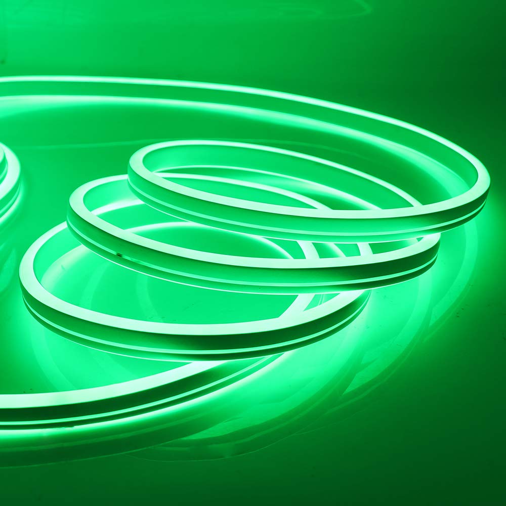 XUNATA 36ft LED Neon Strip Lights - Dimmable 110-120V Flexible Rope Light, 120 LEDs/M Waterproof 2835 SMD with Remote - Perfect for Party Decorations, Bedroom Lighting, Bar Signs & Wedding Backdrops (Green)