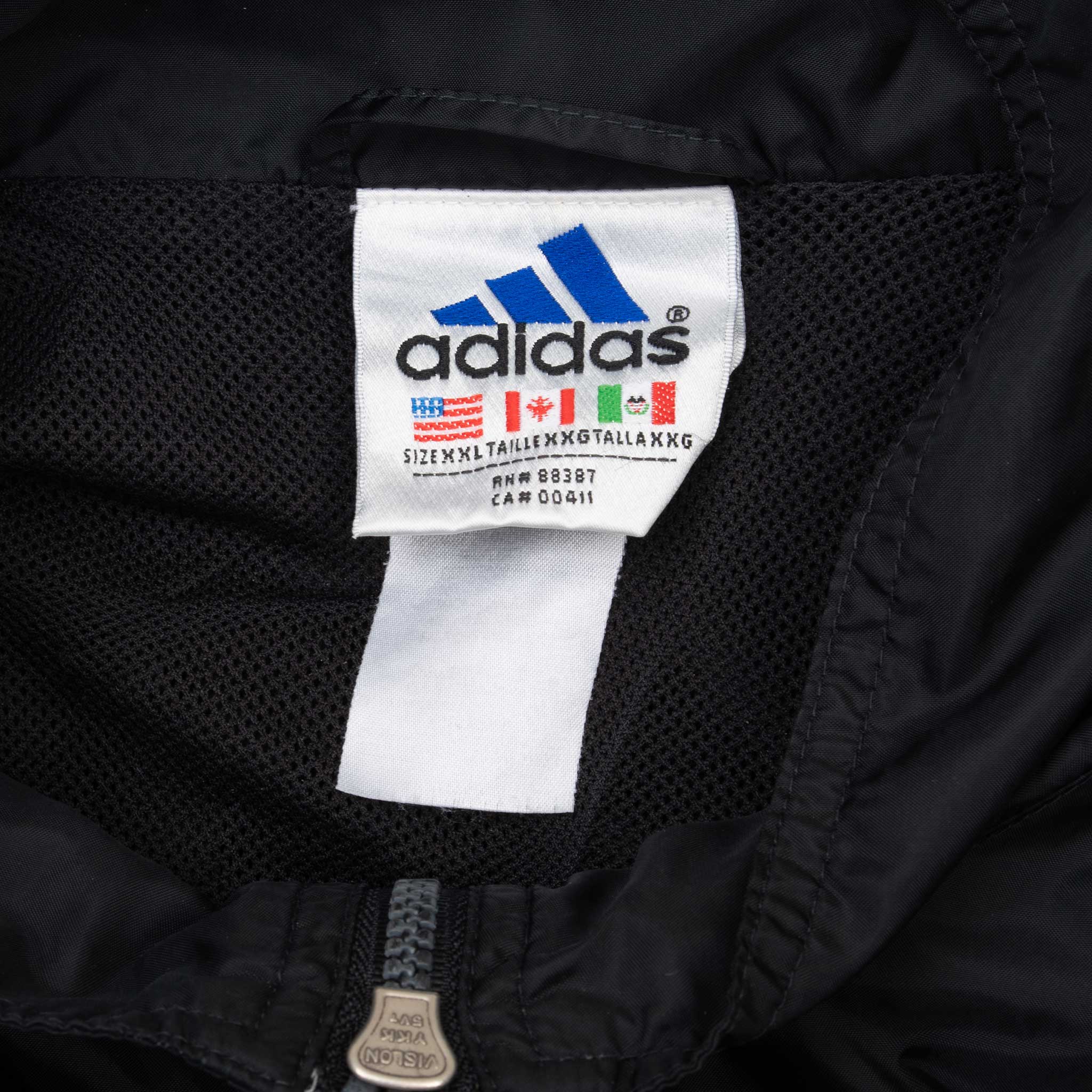 Vintage Adidas Black Windbreaker Jacket 1990s Men's 2XL - Retro Athletic Outerwear for Running, Hiking & Casual Street Style